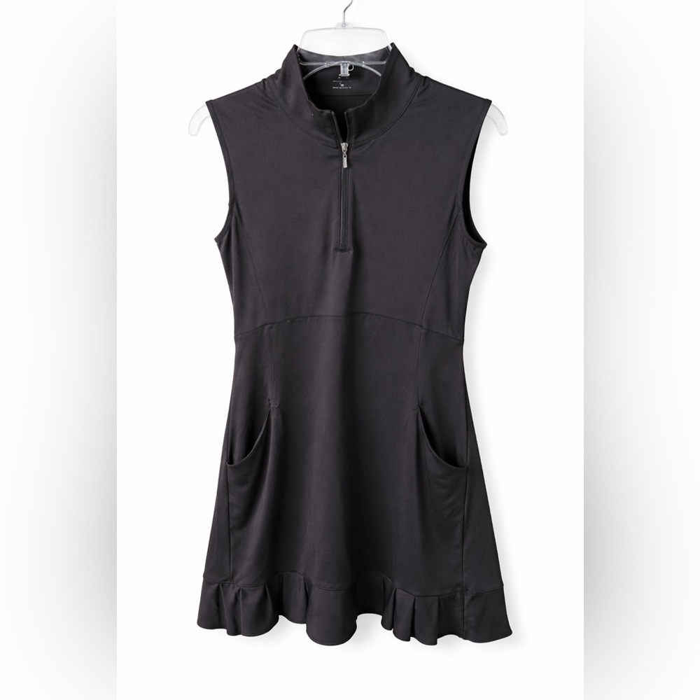 EP New York Sleeveless Golf Dress Black Mesh Pleated Hem Athletic, M, EUC